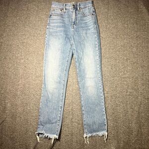 Madewell The Perfect Vintage Jeans Women’s Size 23 Raw Ankle Blue High Rise